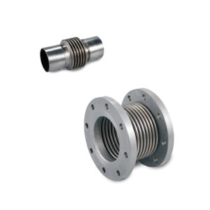 Welding ends and flanged axial expansion joints with bellow