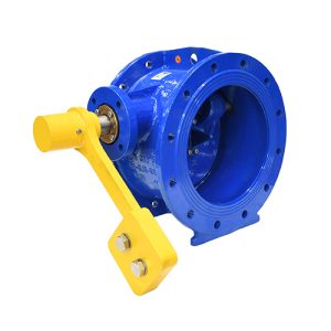 Tilting check valve with lever and counterweight